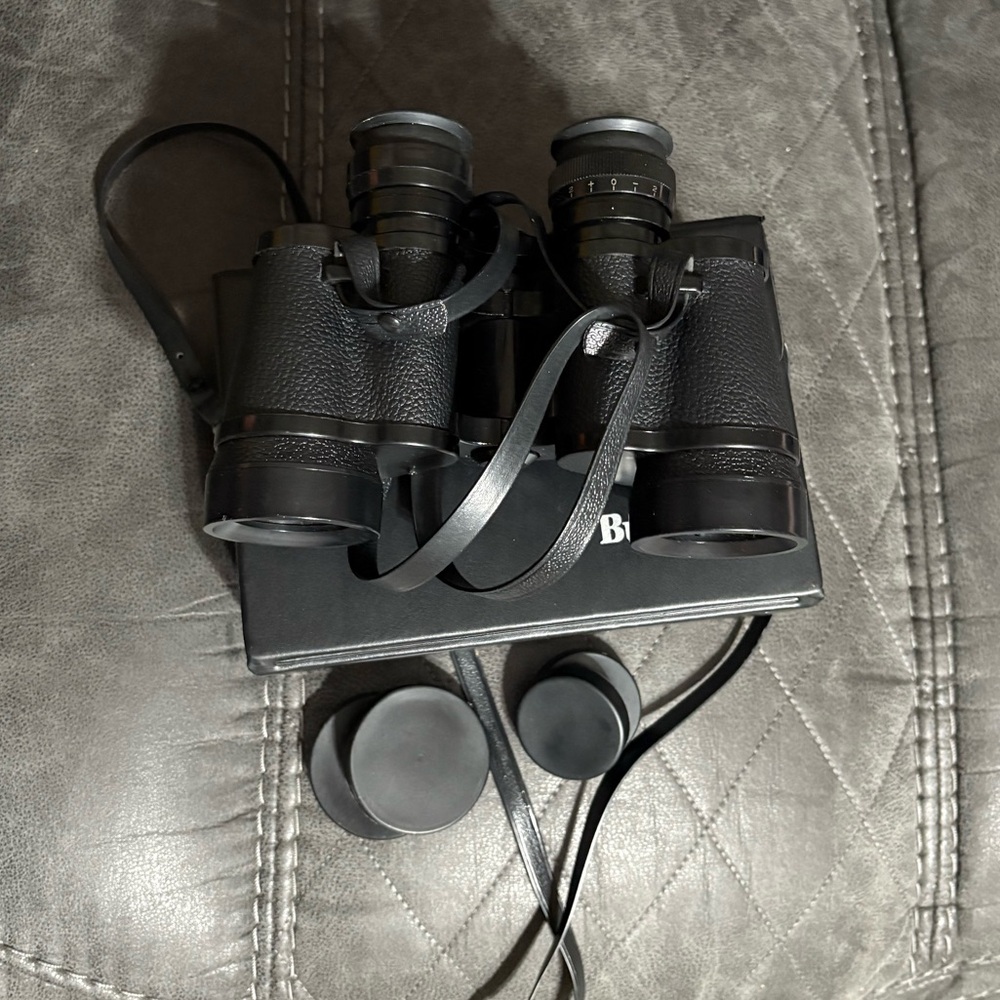 Vtg Bushnell Ensign Insta Focus Binoculars 7X35 Fully Coated‎ Optics w Case